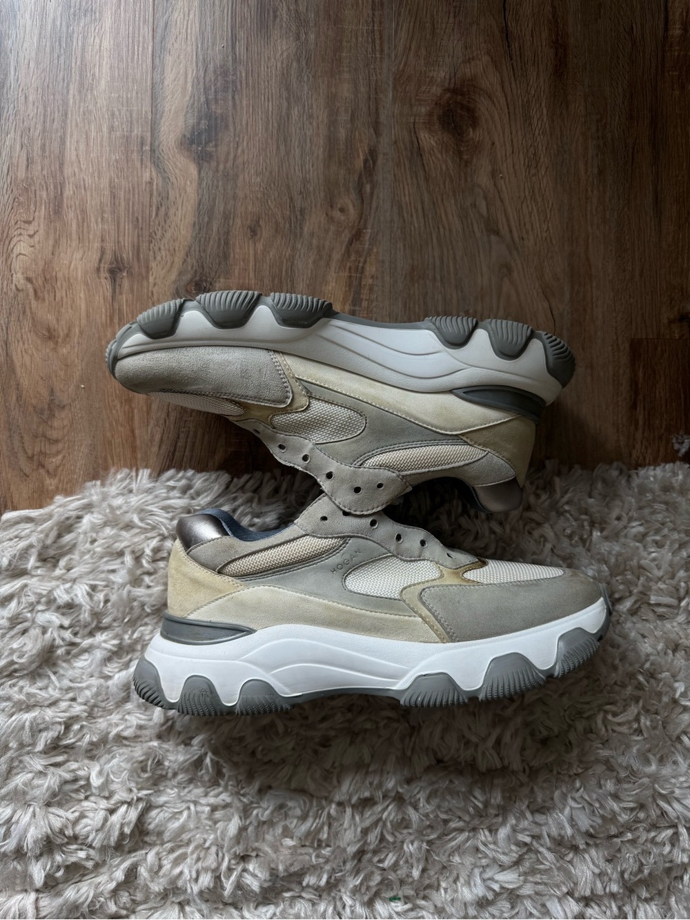 Hogan Chunky Athletic Sneakers in Beige and Gray (see description)